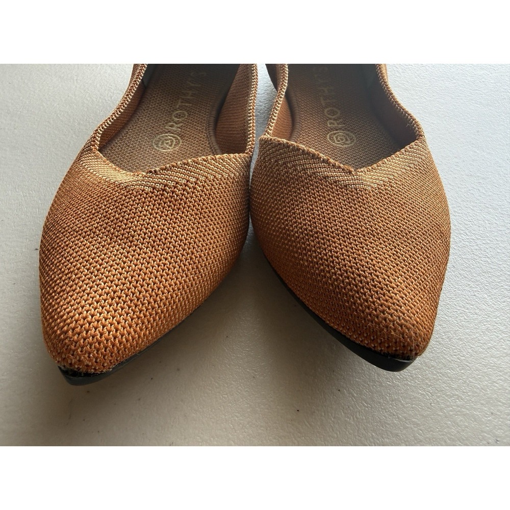 Rothy's The Point Knit Flats Brown Cognac Ballet Shoes 6.5 - Picture 9 of 12